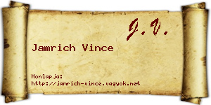 Jamrich Vince névjegykártya